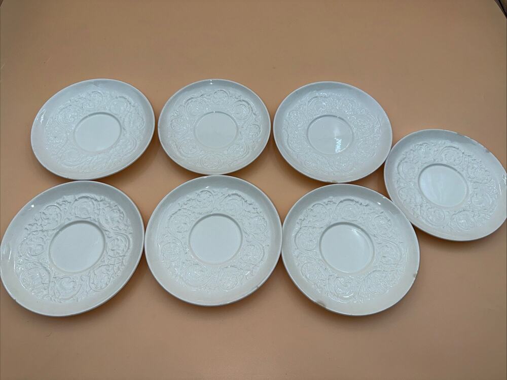 VTG Wedgwood Of Etruria & Barlston Patrician Ivory Saucers Set Of 7